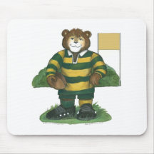 Ours masculin de rugby en vert et or tapis de souris