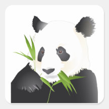 Ours panda autocollant carré