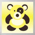 Ours panda jaune de bébé affiches