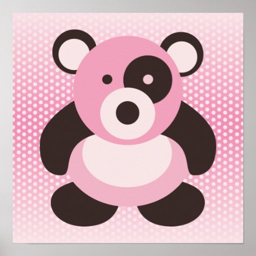 Ours panda rose de bébé affiche