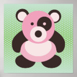 Ours panda rose et vert de bébé posters