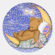 Ours somnolent de lune autocollant