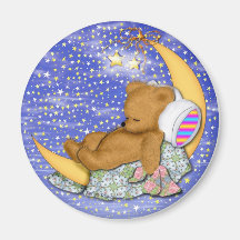 Ours somnolent de lune magnets pour réfrigérateur