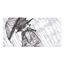 Ours sous la pluie cartes de vœux avec photo