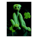 Ours vert avec des shamrocks carte de vœux