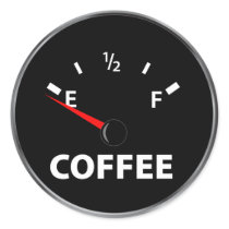 Out of Coffee Fuel Gauge Round Sticker