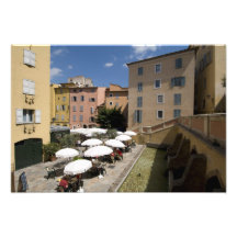 Outdoor café, Place de l'Eveche, Grasse, Photographic Print