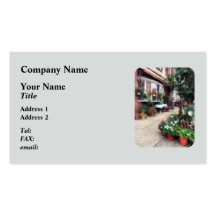 Outdoor Cafe with Flowerpots Business Card Templates