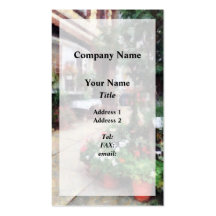 Outdoor Cafe with Flowerpots Business Card