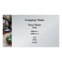 Outdoor Cafe with Flowerpots Business Cards