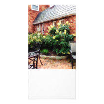 Outdoor Cafe With Hydrangea Personalized Photo Card