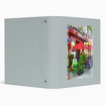 Outdoor Cafe With Red Umbrellas Vinyl Binders