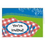 outdoor picnic table setting invitation note ca... cards