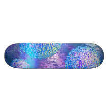 Outer Flow III  Abstract Fractal Cyan Azure Galaxy Skate Deck