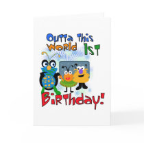 Outer Space 1st Birthday Tshirts and Gifts Card
