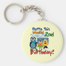 Outer Space 2nd Birthday Tshirts and Gifts Key Chain