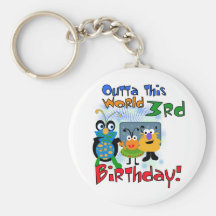 Outer Space 3rd Birthday Tshirts and Gifts Key Chains