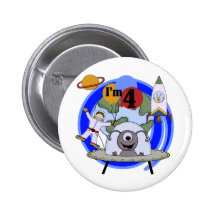 Outer Space 4th Birthday Tshirts and Gifts Pin