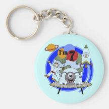 Outer Space 7th Birthday Tshirts and Gifts Keychains