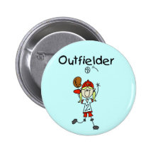 Outfielder-Girl Baseball Tshirts and Gifts Pinback Buttons