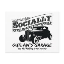Outlaw's Garage. Socially unaccepted Hot Rods Postcard