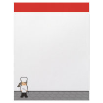 Outline girl chef whisk menu recipe letterhead