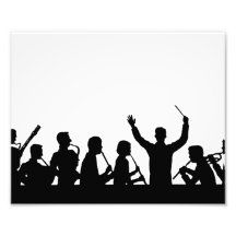 Outline of conductor and band black on white photo print