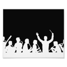 Outline of conductor and band white on black photographic print