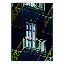 Outline Stairs, Balconies and Windows Greeting Cards
