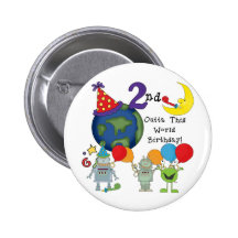 Outta This World 2nd Birthday Tshirts Pinback Button