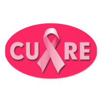 Oval Breast Cancer Cure Stickers