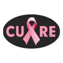 Oval Breast Cancer Cure Stickers
