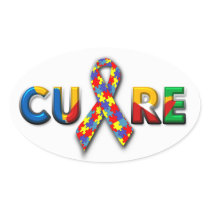 Oval Cure Autism Stickers