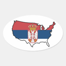 Oval Sticker: Serbian in USA