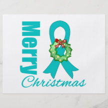 Ovarian Cancer Awareness Merry Christmas Ribbon Flyers
