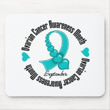 Ovarian Cancer Awareness Month Ribbon of Hearts Mouse Pad