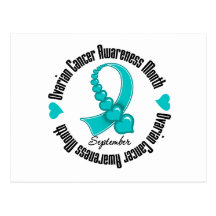 Ovarian Cancer Awareness Month Ribbon of Hearts Post Card