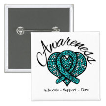 Ovarian Cancer Awareness Mosaic Heart Pins