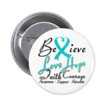 Ovarian Cancer Believe Heart Collage Pinback Buttons
