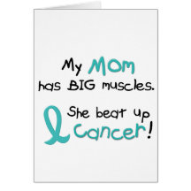 Ovarian Cancer BIG MUSCLES 1.2 Mom Greeting Cards