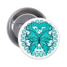 Ovarian Cancer Butterfly Circle of Ribbons Pinback Buttons