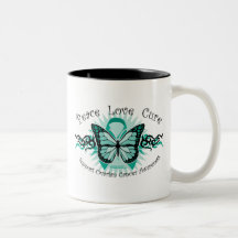 Ovarian Cancer Butterfly Tribal Mugs