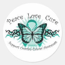 Ovarian Cancer Butterfly Tribal Sticker