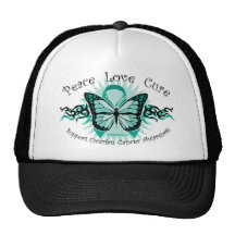 Ovarian Cancer Butterfly Tribal Trucker Hats