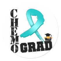 Ovarian Cancer Chemo Grad Round Sticker