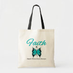 Ovarian Cancer Faith Butterfly Ribbon Tote Bag