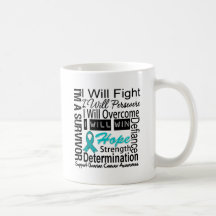 Ovarian Cancer Fight Persevere Overcome Win Mugs