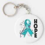 Ovarian Cancer Floral Hope Ribbon Key Chain