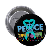 Ovarian Cancer Groovy Peace Love Cure Button