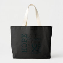 Ovarian Cancer Hope Faith Motto Canvas Bags